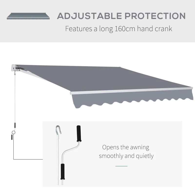 Manual Retractable Awning - Canopy Sun Shade  (3 x 2.5m)