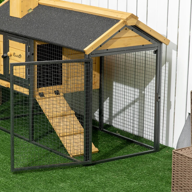 Home Style Rabbit Hutch with Ramp and Asphalt Roofing