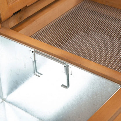 Wooden Potting Bench Table with Galvanised Metal Worktop, Sieve Screen, Shelf and Hooks