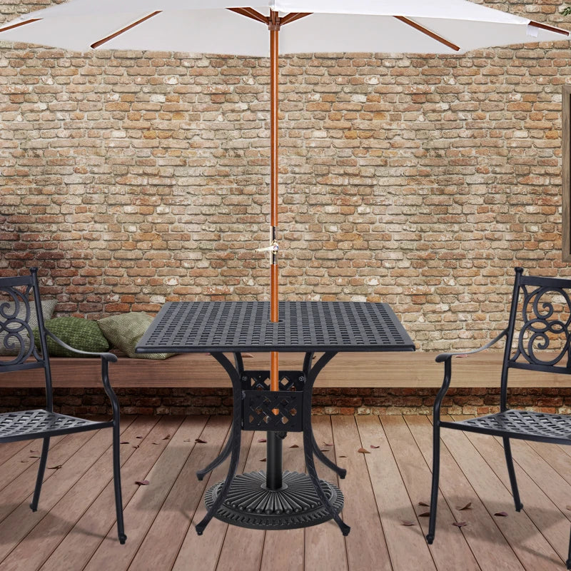 Large Square Cast Aluminium Bistro Style Table (Parasol & Chairs Not Included)