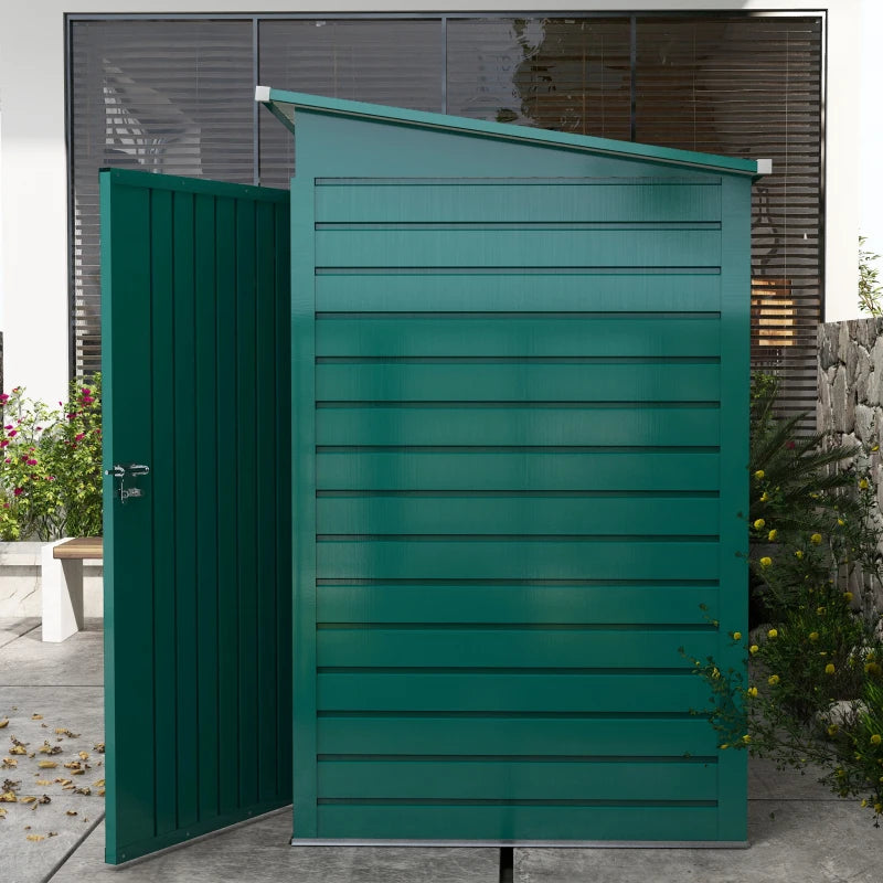 Galvanised Steel Shed with Latched Door and Padlock - (3.7 x 7.9ft) - Green