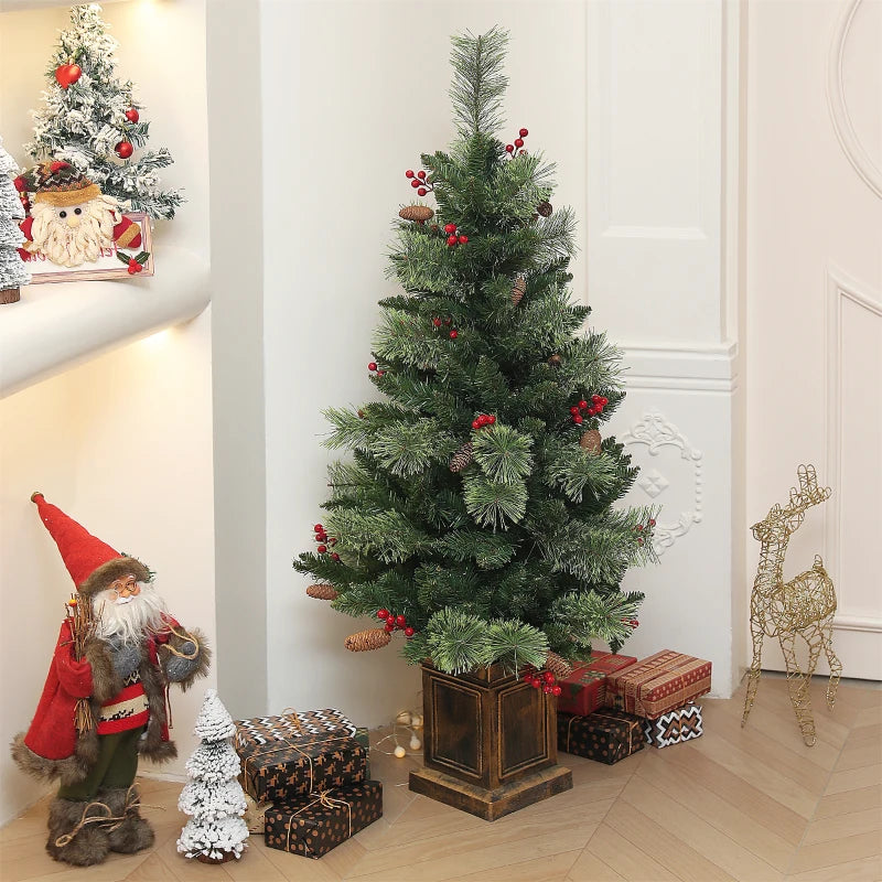 4ft - Christmas Tree with Wooden Box Style Base