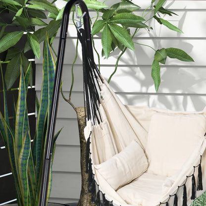 Hammock Swing Seat Chair with White Cushion with Contrast Tassels