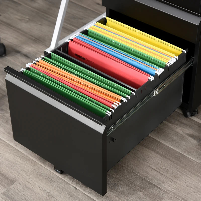 Vertical Metal Lockable Filing Cabinet with 3-Drawers - Black