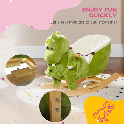 Dinosaur Shaped Ride on Rocking Horse with Safety Belt and Bucket Seat