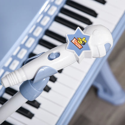 37 Key Kids Piano / Electric Keyboard with Stool and Microphone - Blue