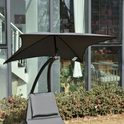 Rocking Sun Bed / Sun Lounger with Overhead Sun Shade Canopy Built In and Cushion with Head Pillow