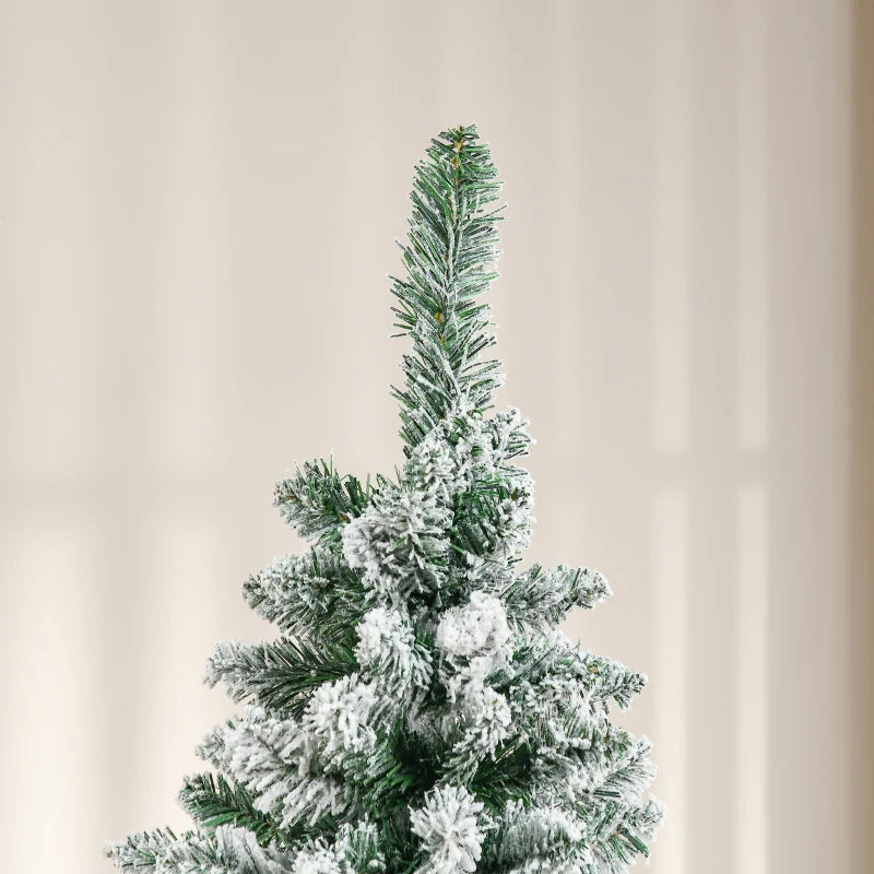 6ft - Slimline Snow Style Christmas Tree with Wooden Base Included