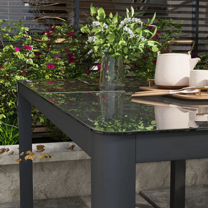 Aluminium Garden Table with Glass Tabletop - (Chairs not Included)