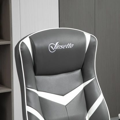 Ergonomic Swivel Gaming Computer Chair with Adjustable Height - Grey / White