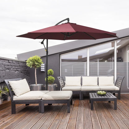 Cantilever Hanging Banana Parasol Umbrella - Wine Red