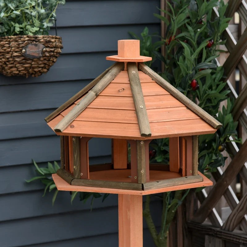 130cm Tall Wooden Bird Feeder / Play Stand with Roof for Outside Use