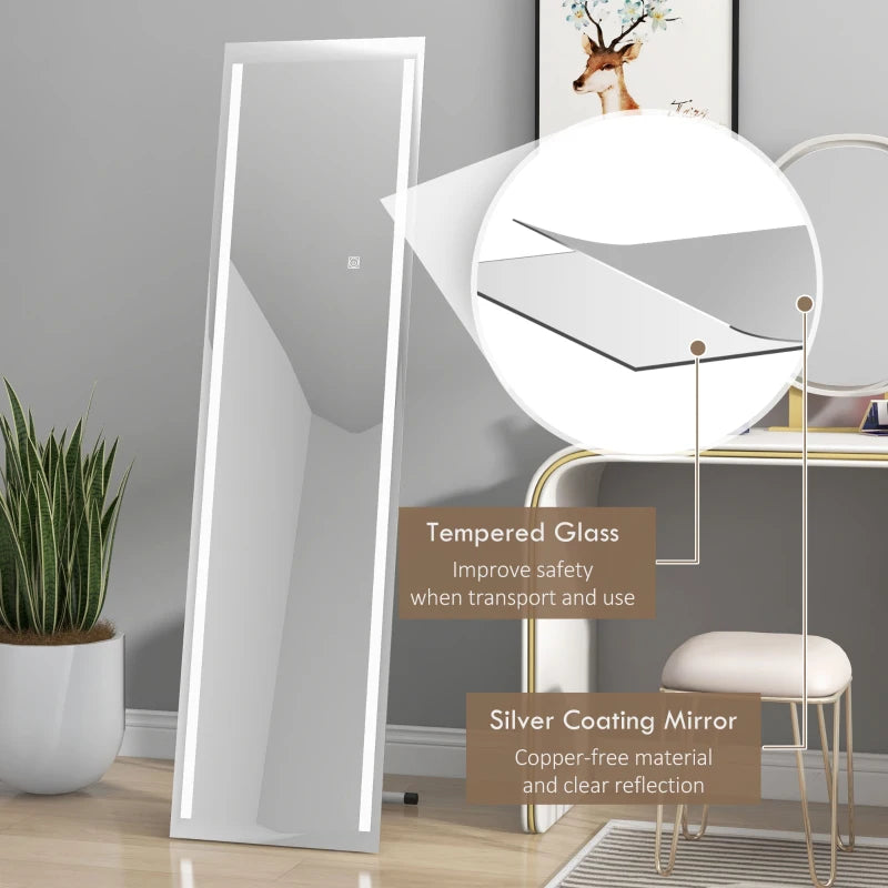 Freestanding or Wall Mounted - LED - Full Length Mirror with Touchscreen Colour Control Lighting