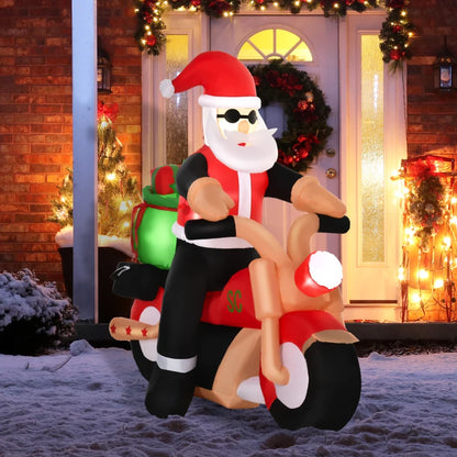 5.5ft Inflatable Santa Claus riding Inflatable Motorbike Christmas Decoration