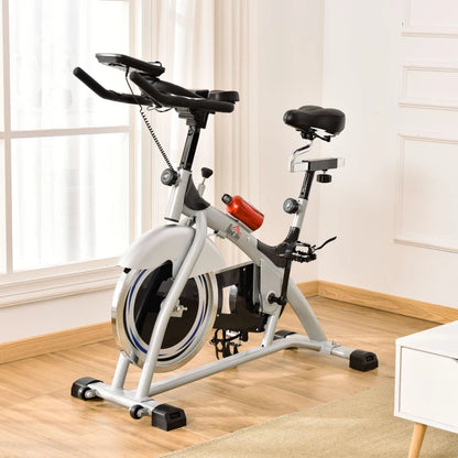 Indoor Quiet Drive Stationary Cycling Exercise Bike with LCD Screen and Bottle Holder (15kg Flywheel)