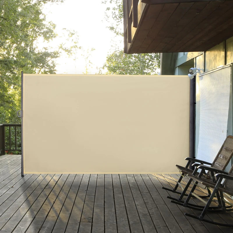 Retractable Side Sun Awning / Outdoor Privacy Screen - (3 x 2) - Cream