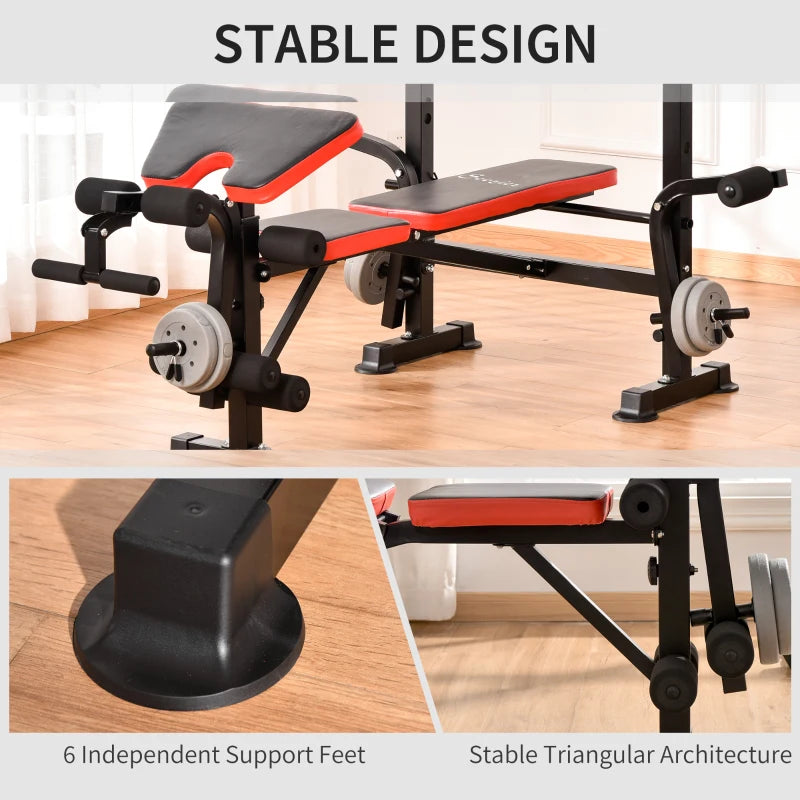 Multi-Functional - Adjustable Weight Bench with Leg Developer and Barbell Rack (Barbell & Weights not Included)