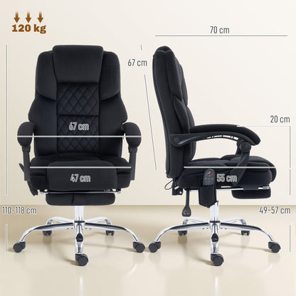 Office Chair with 6-point Vibration Massage and Heat, Fabric Desk Chair with Footrest, High Back, Black