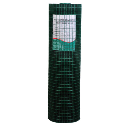 PVC Coated Welded Wire Mesh Fencing Chicken Poultry Aviary Fence Run Hutch Pet Rabbit 30m Dark Green