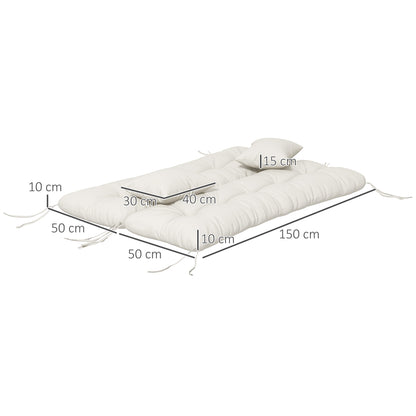 Back and Seat Cushion Replacement with 2 Pillows, Patio Chair Cushions Set with Ties, White