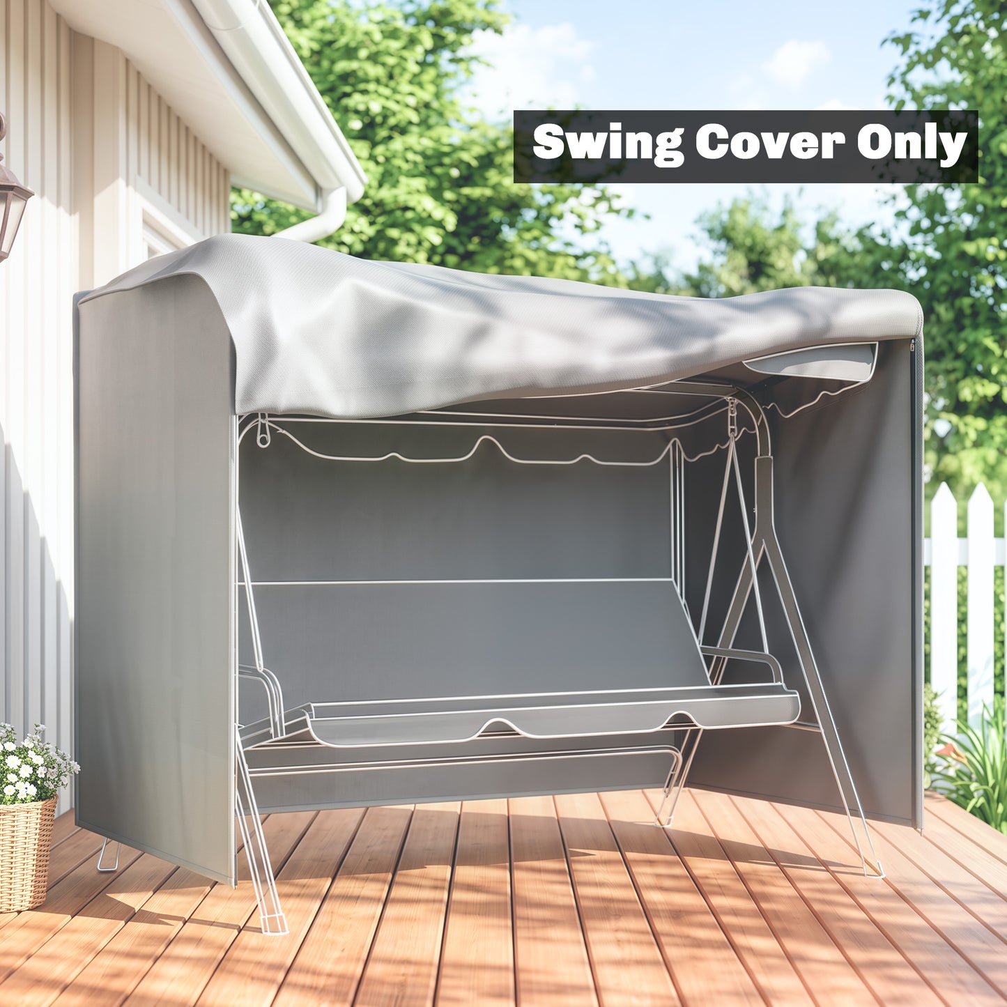 205 x 124cm Three-Seater Swing Chair Protective Cover Grey