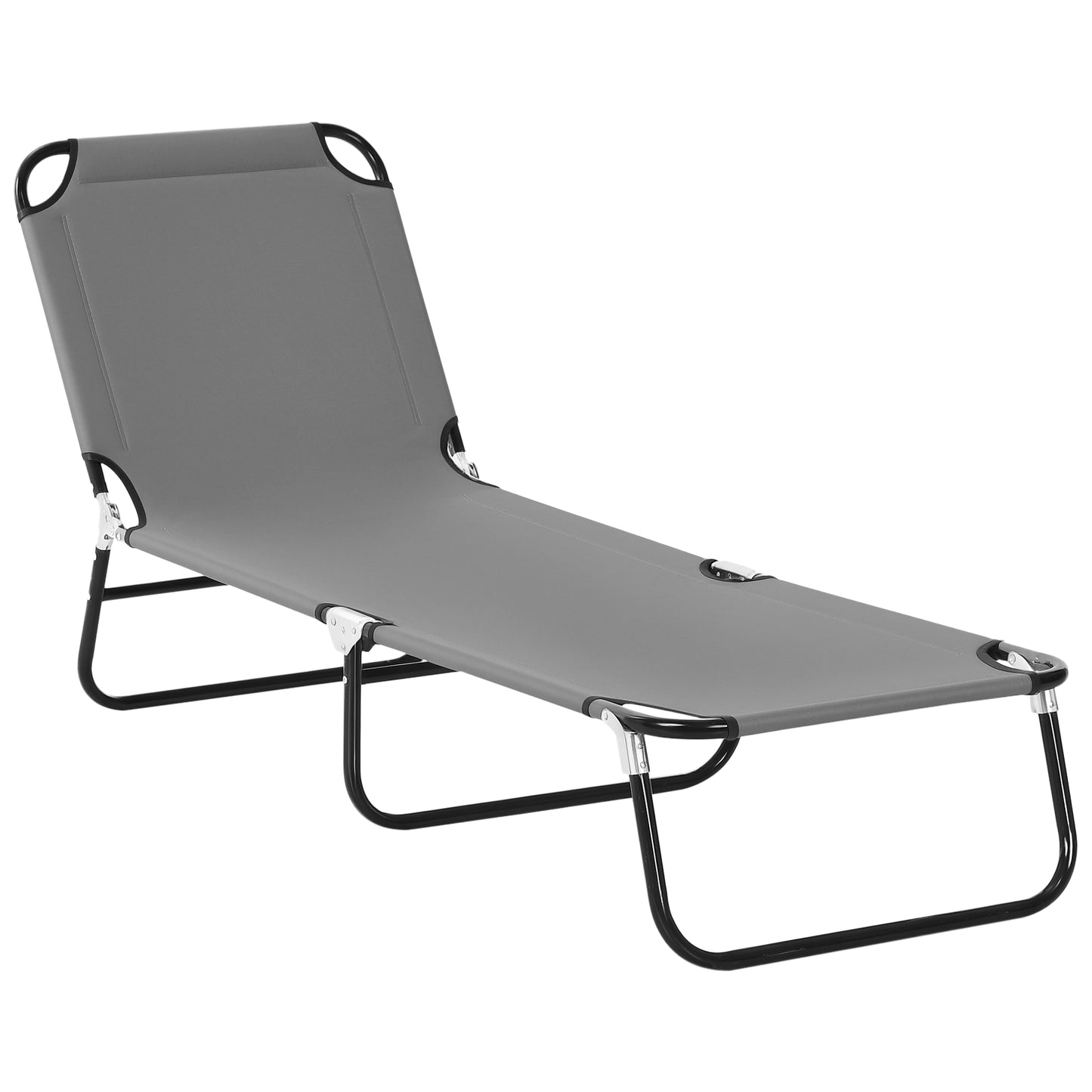 Foldable Sun Lounger with 5-Position Adjustable Backrest, Outdoor Portable Recliner Chaise Lounge Chair