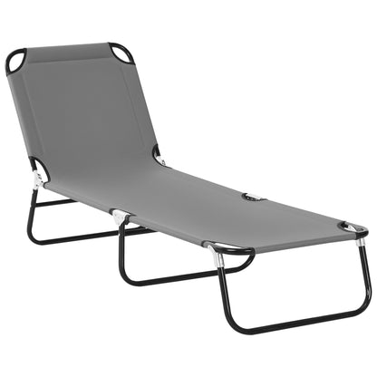 Foldable Sun Lounger with 5-Position Adjustable Backrest, Outdoor Portable Recliner Chaise Lounge Chair
