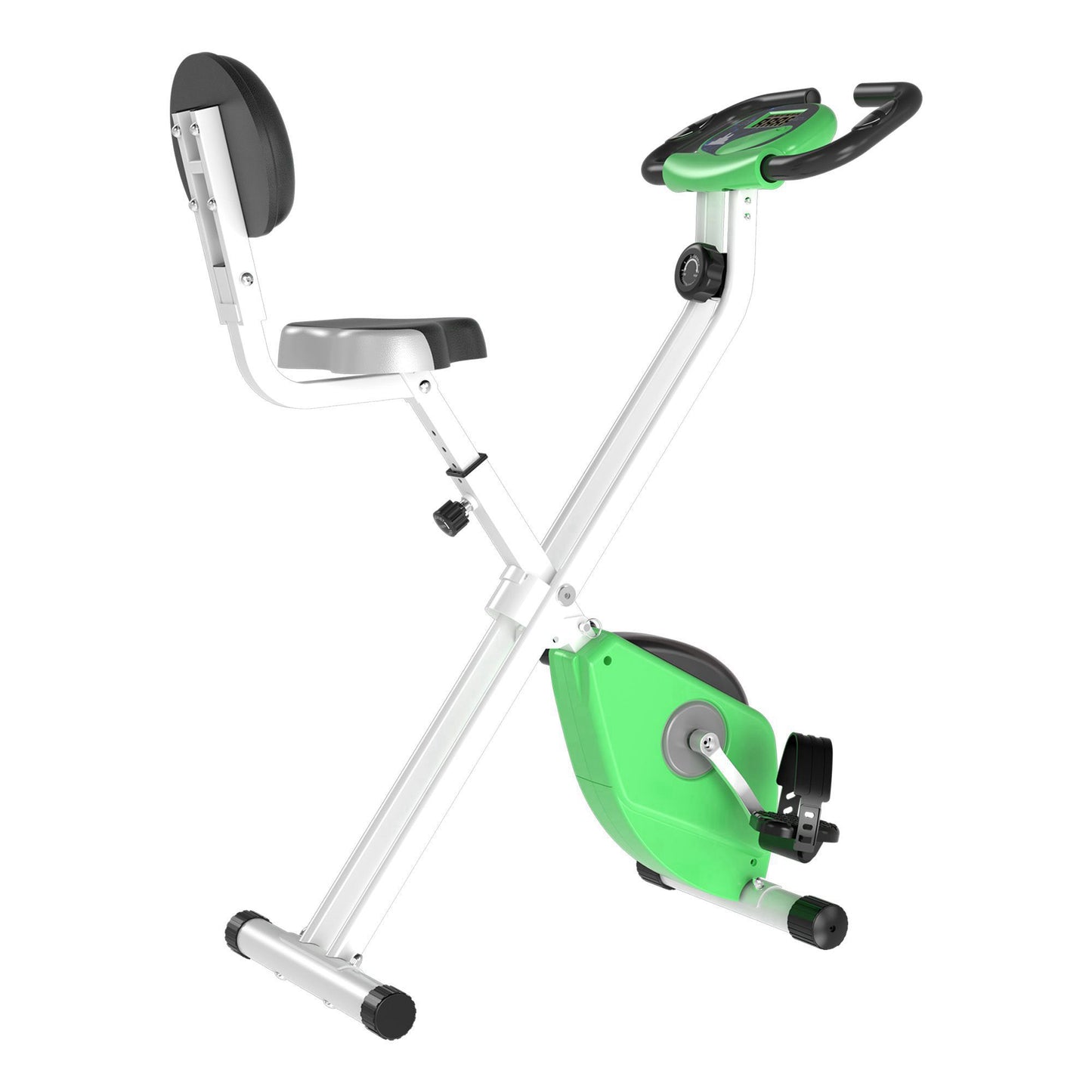 Folding Exercise Bike, Fitness Bicycle Indoor Trainer, Quiet 8-Level Magnetic Resistance, with LCD Monitor