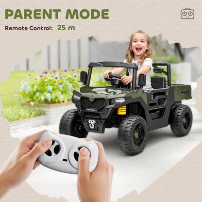 Kids Ride on Car, 12V Electric Kids UTV with Electric Dump Bed, 4-Wheel Suspension for 3-8 Years, Green