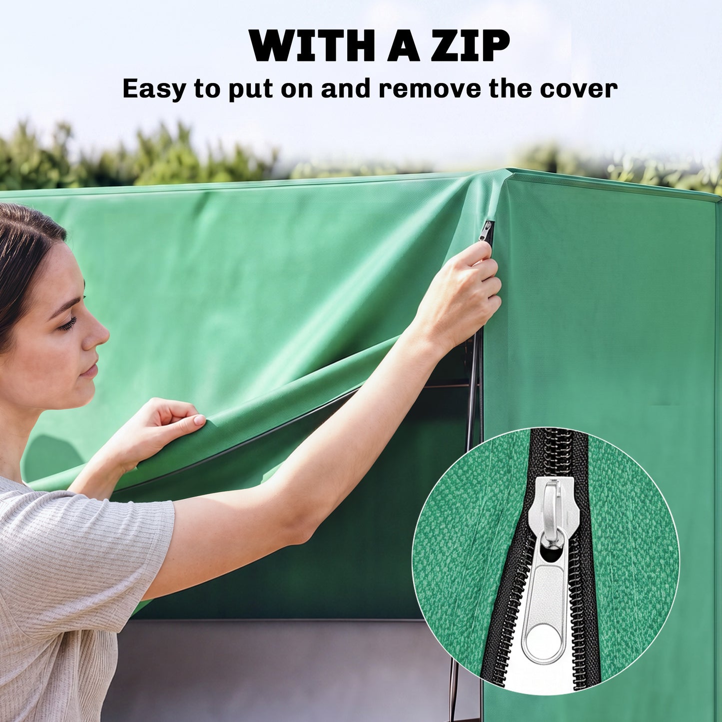 220 x 125cm Three-Seater Swing Chair Protective Cover - Green