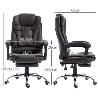 PU Leather Executive Office Chair, High Back Swivel Chair with Retractable Footrest, Adjustable Height, Reclining Function