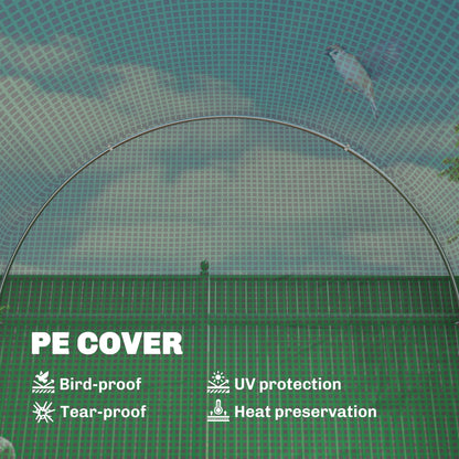 Walk-In Garden Polytunnel Greenhouse with Steel Frame, PE Cover, Roll-Up Door and 4 Windows, 2.5 x 2m, Green