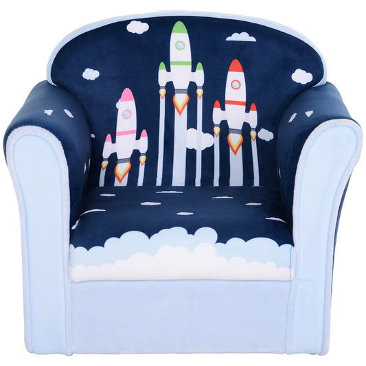 Children Chair Armchair Single Sofa, 50 x 39 x 44cm, for 18M+, Blue