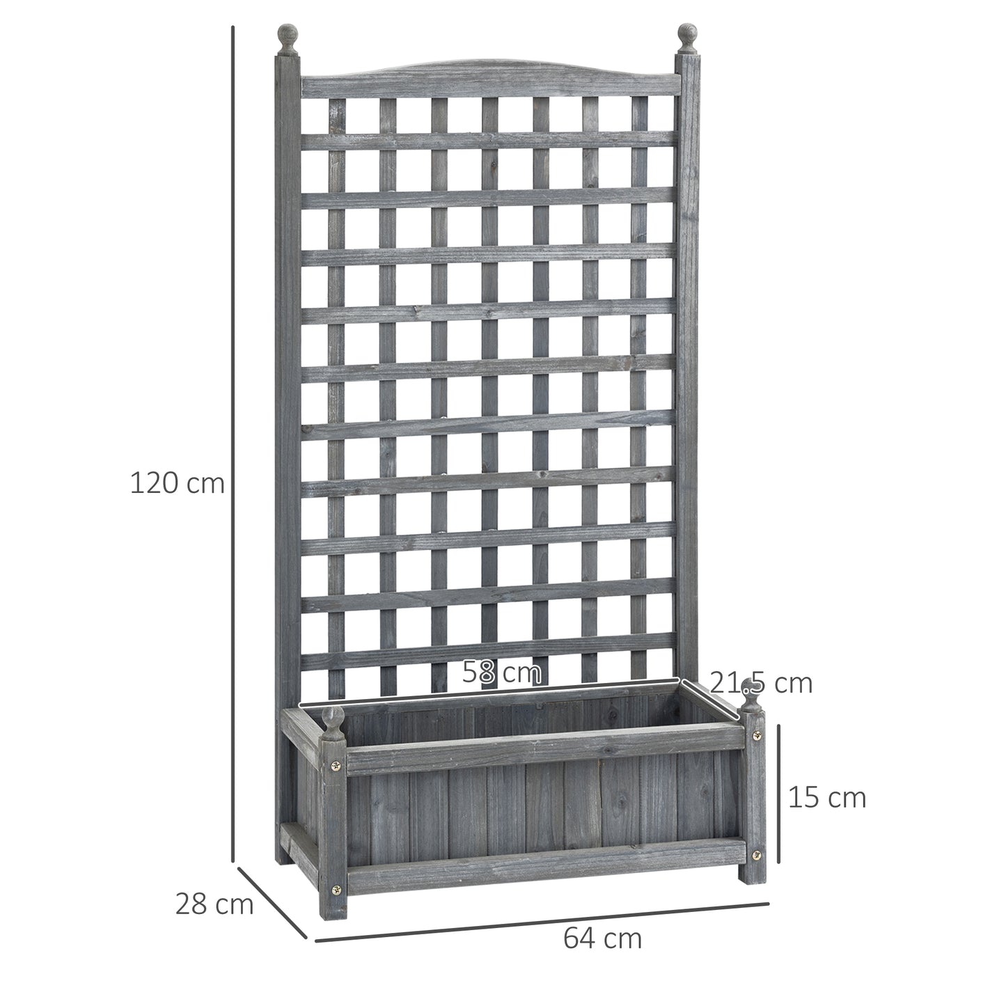 Garden Planters with Trellis for Climbing Vines, Wood Raised Beds for Garden, Flower Pot, Indoor Outdoor, Grey