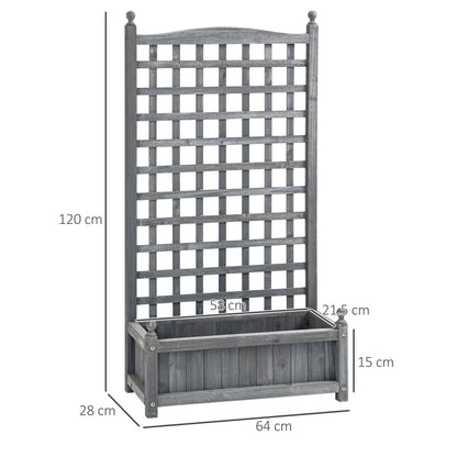 Garden Planters with Trellis for Climbing Vines, Wood Raised Beds for Garden, Flower Pot, Indoor Outdoor, Grey