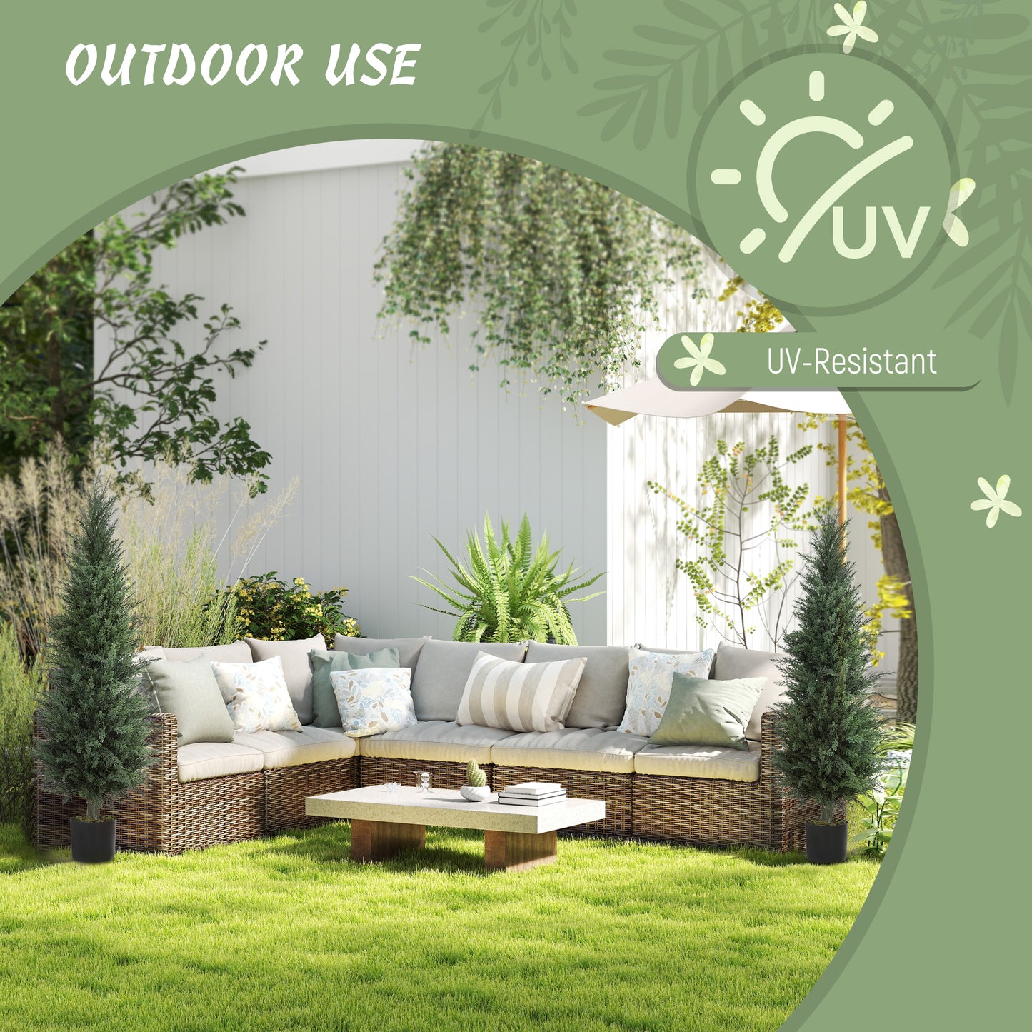 Set of Two Artificial Cypress Trees - Green