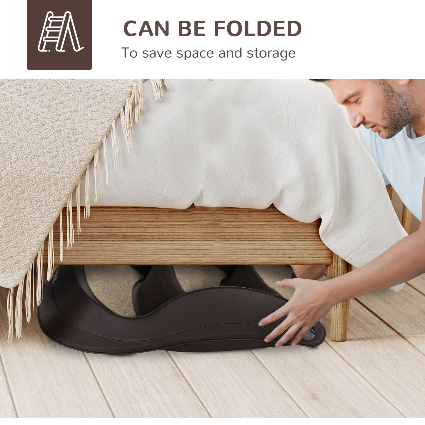 Foldable Dog Steps for Bed Sofa, Portable Dog Stairs 3-Step for High Bed
