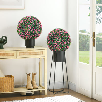 Set of Two Artificial Boxwood Balls Plants - Pink