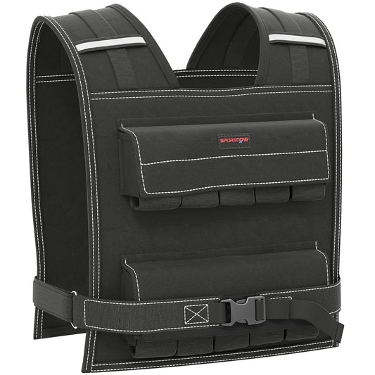 20KG Adjustable Weighted Vest, Running Weight Vest, with 30 Metal Weights, Reflective Strips, for Running, Exercise