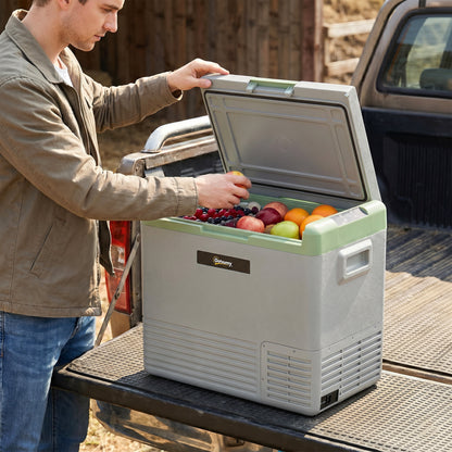 50L Portable Car Refrigerator - Light Green and Grey