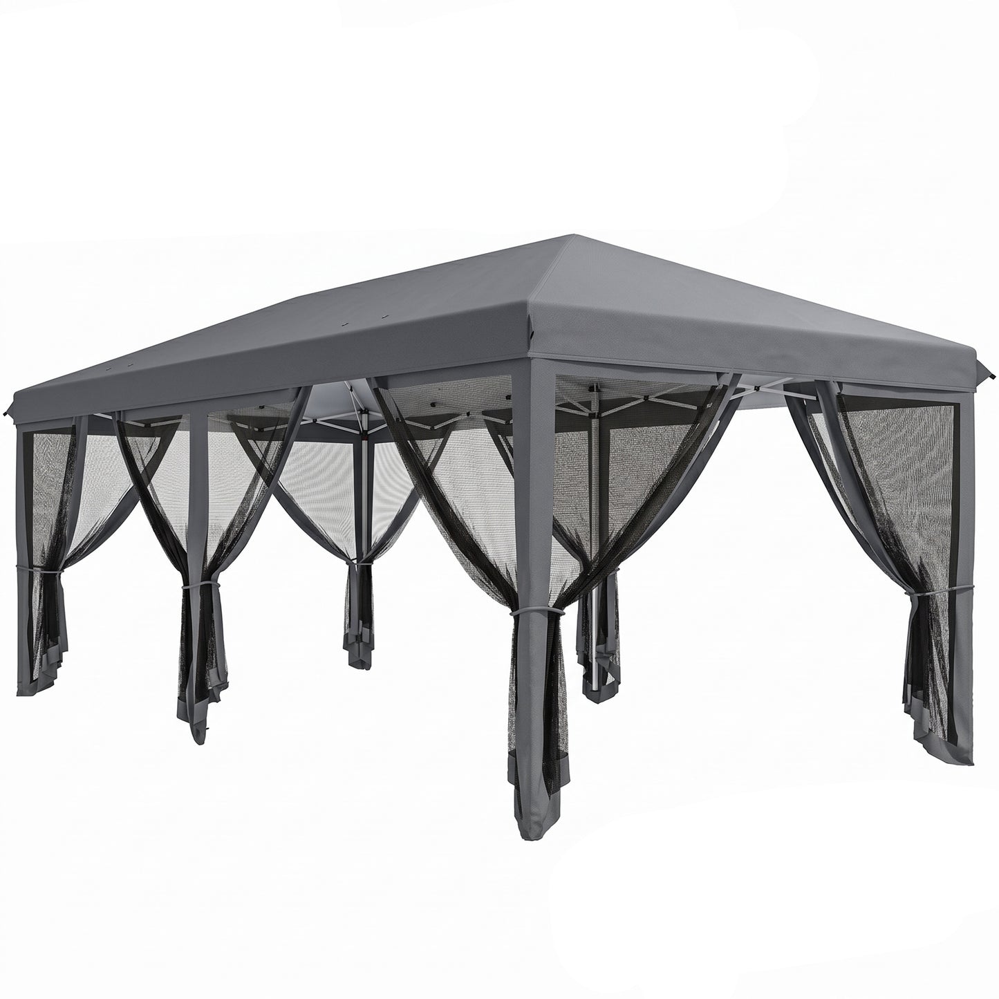 3 x 6m Pop Up Gazebo, Outdoor Canopy Shelter, Marquee Party Wedding Tent with 6 Mesh Walls and Carry Bag, Grey