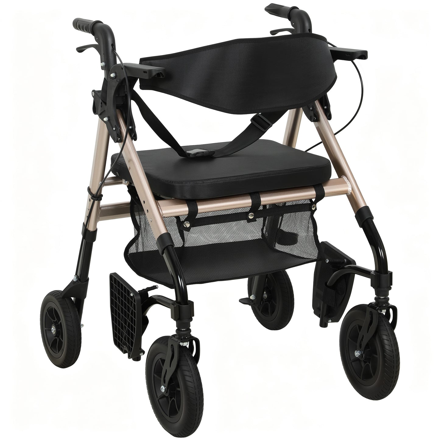 Rollator Walker Wheelchair, with Seat - Black
