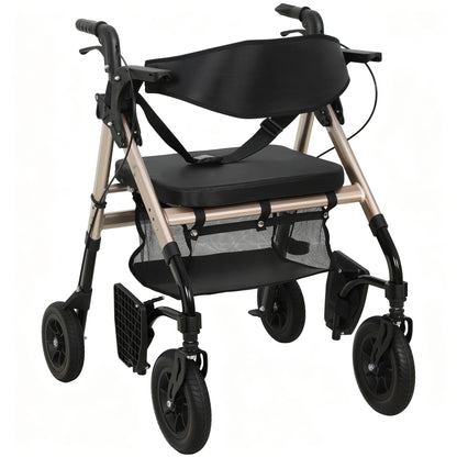 Rollator Walker Wheelchair, with Seat - Black