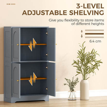 4-Door Kitchen Storage Cabinet with Adjustable Shelves - Grey