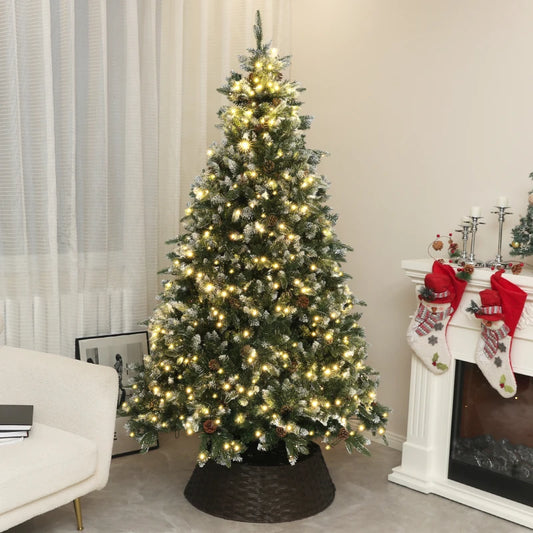 7ft - Prelit Christmas Tree with LED Lights and Metal Base Included