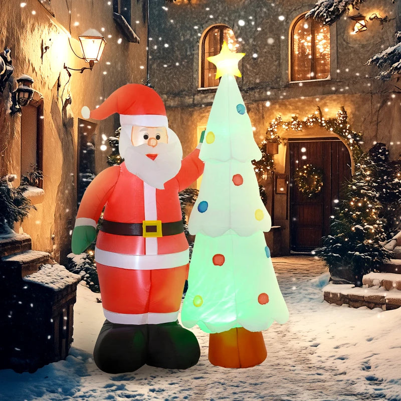 7ft Christmas Inflatable Decoration with Rotating Magic Ball Light and LED Light up Effect