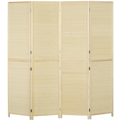 Room Divider, Freestanding Privacy Screen, 4 Panel Folding, 180 x 180cm, Natural
