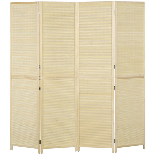 Room Divider, Freestanding Privacy Screen, 4 Panel Folding, 180 x 180cm, Natural
