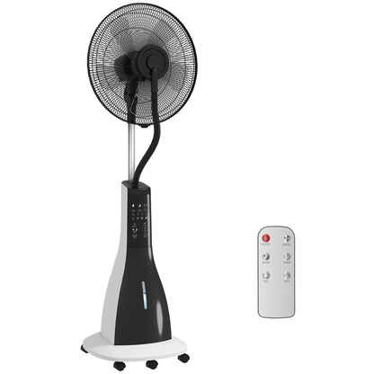 Pedestal Fan with Water Mist Spray, Spray Misting Fan with 75° Oscillation, Remote Control, Tilt Head, 3 Speeds, 3 Modes