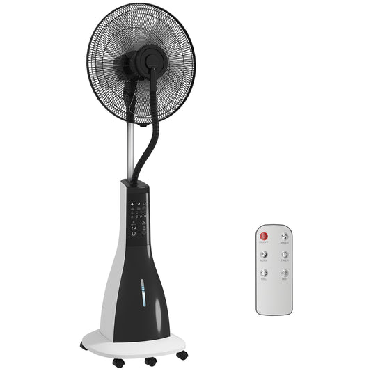 Pedestal Fan with Water Mist Spray, Spray Misting Fan with 75° Oscillation, Remote Control, Tilt Head, 3 Speeds, 3 Modes